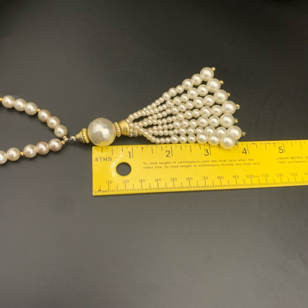 Vintage Faux Pearl Chandelier Statement Necklace - Picture 15 of 16